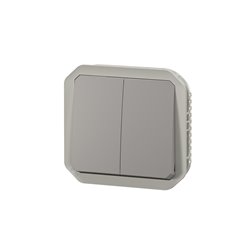 Commande double interrupteur ou poussoir étanche Plexo IP55 IK08 gris 069525L