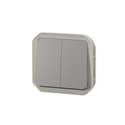 Commande double interrupteur ou poussoir étanche Plexo IP55 IK08 gris 069525L
