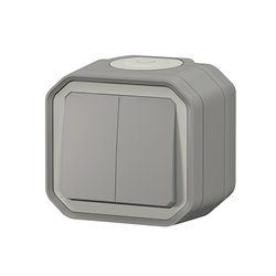 Commande double interrupteur ou poussoir Plexo IP55 IK08 gris 069715L