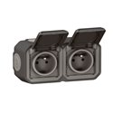 Double prise de courant 2x2P+T horizontale étanche Plexo 16A 250V IP55 anthracite 069788L