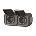 Double prise de courant 2x2P+T horizontale étanche Plexo 16A 250V IP55 anthracite 069788L