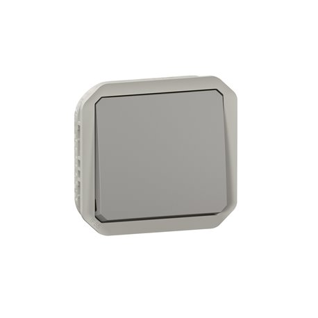 Interrupteur ou va-et-vient étanche Plexo 10AX 250V IP55 IK08 avec enjoliveur gris 069511L