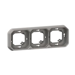 Support plaque étanche pour montage horizontal ou vertical 3 postes gris 069687L