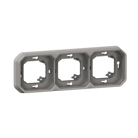 Support plaque étanche pour montage horizontal ou vertical 3 postes gris 069687L