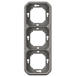 Support plaque étanche pour montage horizontal ou vertical 3 postes gris 069687L