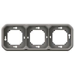 Support plaque étanche pour montage horizontal ou vertical 3 postes gris 069687L