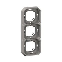 Support plaque étanche pour montage horizontal ou vertical 3 postes gris 069687L