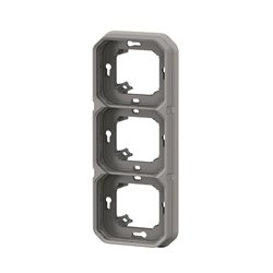 Support plaque étanche pour montage horizontal ou vertical 3 postes gris 069687L