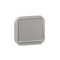 Interrupteur ou va-et-vient témoin étanche Plexo 10AX 250V IP55 IK08 avec enjoliveur gris 069512L