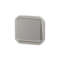 Interrupteur ou va-et-vient témoin étanche Plexo 10AX 250V IP55 IK08 avec enjoliveur gris 069512L
