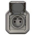 Prise de courant 2P+T étanche Plexo 16A 250V IP55 IK08 gris 069831L
