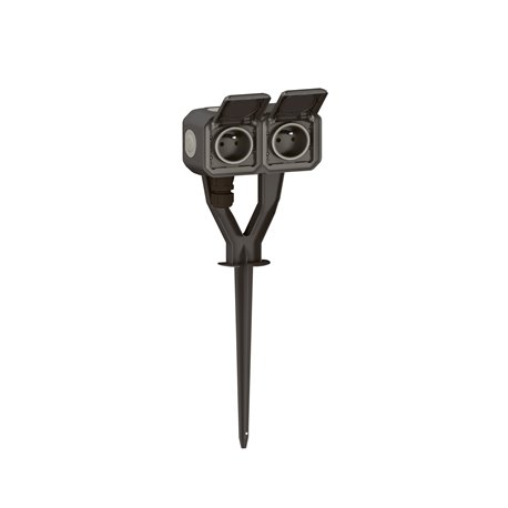 Piquet de jardin étanche avec 2 prises 2P+T Plexo anthracite 069749L