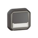 Poussoir inverseur NO-NF lumineux avec porte-étiquette étanche Plexo 10A IP55 IK08 anthracite 069854L
