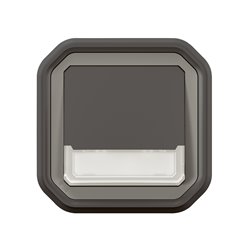 Poussoir inverseur NO-NF lumineux avec porte-étiquette étanche Plexo 10A IP55 IK08 anthracite 069854L