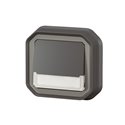 Poussoir inverseur NO-NF lumineux avec porte-étiquette étanche Plexo 10A IP55 IK08 anthracite 069854L