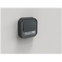 Poussoir inverseur NO-NF lumineux avec porte-étiquette étanche Plexo 10A IP55 IK08 anthracite 069854L