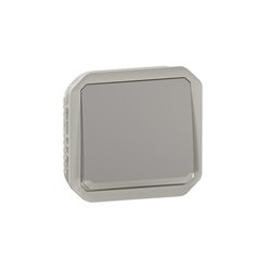 Poussoir inverseur NO-NF lumineux étanche Plexo 10A IP55 IK08 gris 069536L