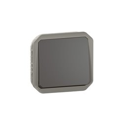 Poussoir NO étanche Plexo 10A IP55 IK08 enjoliveur anthracite 069810L
