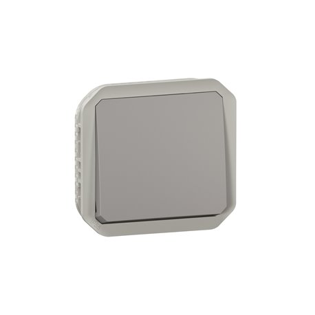Poussoir NO étanche Plexo 10A IP55 IK08 gris 069540L