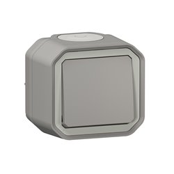 Poussoir NO étanche Plexo 10A IP55 IK08 gris 069720L