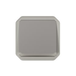 Poussoir NO lumineux étanche Plexo 10A IP55 IK08 enjoliveur gris 069542L
