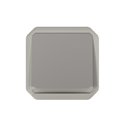 Poussoir NO lumineux étanche Plexo 10A IP55 IK08 enjoliveur gris 069542L