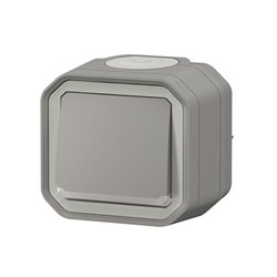 Poussoir NO lumineux étanche Plexo 10A IP55 IK08 gris 069722L