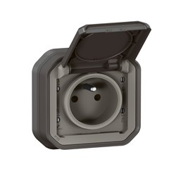 Prise de courant 2P+T étanche Plexo 16A 250V IP55 IK08 anthracite 069860L