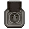 Prise de courant 2P+T étanche Plexo 16A 250V IP55 IK08 anthracite 069860L