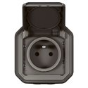 Prise de courant 2P+T étanche Plexo 16A 250V IP55 IK08 anthracite en saillie 069791L