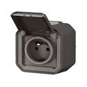 Prise de courant 2P+T étanche Plexo 16A 250V IP55 IK08 anthracite en saillie 069791L