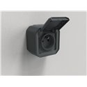 Prise de courant 2P+T étanche Plexo 16A 250V IP55 IK08 anthracite en saillie 069791L
