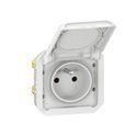 Prise de courant 2P+T étanche Plexo 16A 250V IP55 IK08 avec enjoliveur blanc 069621L