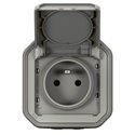 Prise de courant 2P+T étanche Plexo 16A 250V IP55 IK08 en saillie gris 069731L