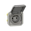 Prise de courant 2P+T étanche Plexo 16A 250V IP55 IK08 gris 069551L