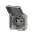 Prise de courant 2P+T étanche Plexo 16A 250V IP55 IK08 gris 069551L
