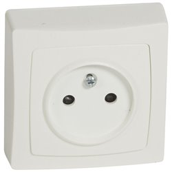 Prise 2P avec éclips de protection saillie complet blanc 086022