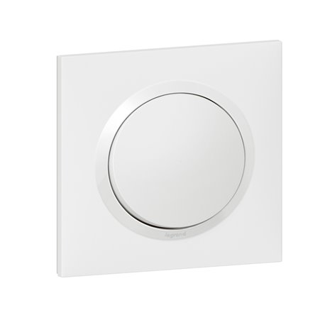 Interrupteur ou va-et-vient Dooxie one 10AX 250V avec plaque carrée blanche et griffes 600701