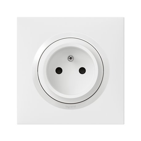 Prise de courant Easyréno 2P+T 16A Dooxie one avec plaque carrée blanche et griffes 600728