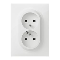 Double prise de courant compacte monobloc Easyréno 2P+T Dooxie 16A avec plaque carrée blanche 600321