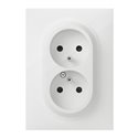 Double prise de courant compacte monobloc Easyréno 2P+T Dooxie 16A avec plaque carrée blanche 600321