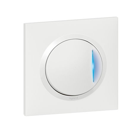 Interrupteur ou va-et-vient avec voyant témoin Dooxie one 10AX 250V avec plaque carrée blanche et griffes 600710 Interrupteur ou va-et-vient avec voyant témoin Dooxie one 10AX 250V avec plaque carrée blanche et griffes 600710