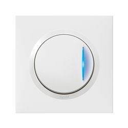 Interrupteur ou va-et-vient avec voyant témoin Dooxie one 10AX 250V avec plaque carrée blanche et griffes 600710