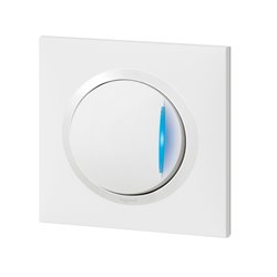 Interrupteur ou va-et-vient avec voyant témoin Dooxie one 10AX 250V avec plaque carrée blanche et griffes 600710