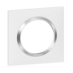Plaque carrée Dooxie 1 poste blanc avec bague chromée 600841
