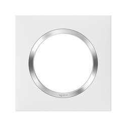 Plaque carrée Dooxie 1 poste blanc avec bague chromée 600841