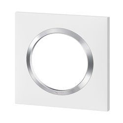 Plaque carrée Dooxie 1 poste blanc avec bague chromée 600841