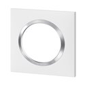 Plaque carrée Dooxie 1 poste blanc avec bague chromée 600841