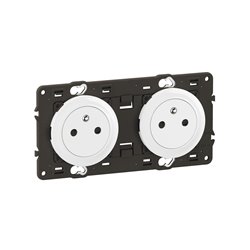 Lot de 10 Double prises de courant avec terre précâblée Céliane Surface Confort Blanc avec support CX0112
