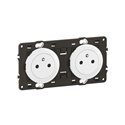 Lot de 10 Double prises de courant avec terre précâblée Céliane Surface Confort Blanc avec support CX0112